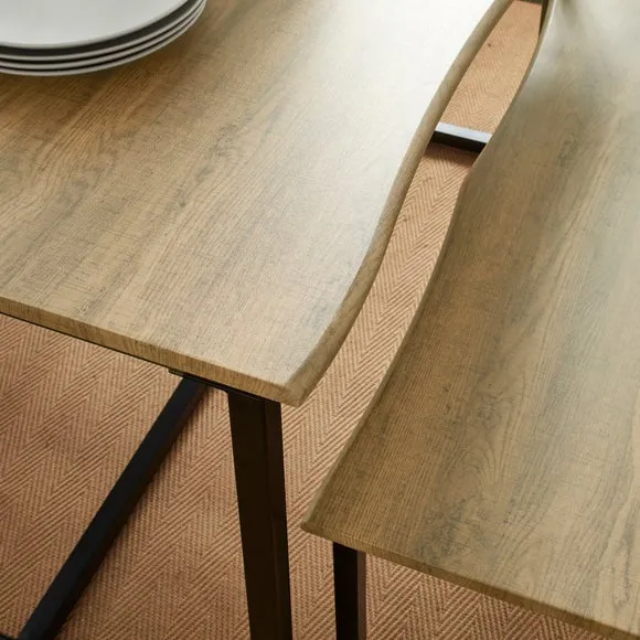 Ronan 4 Seater Wave Edge Dining Table and Bench Set 6
