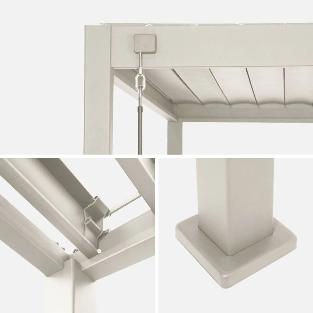 sweeek Louvered pergola Triomphe 3x4m + louvers 100cm + louvers 130cm in Beige 4
