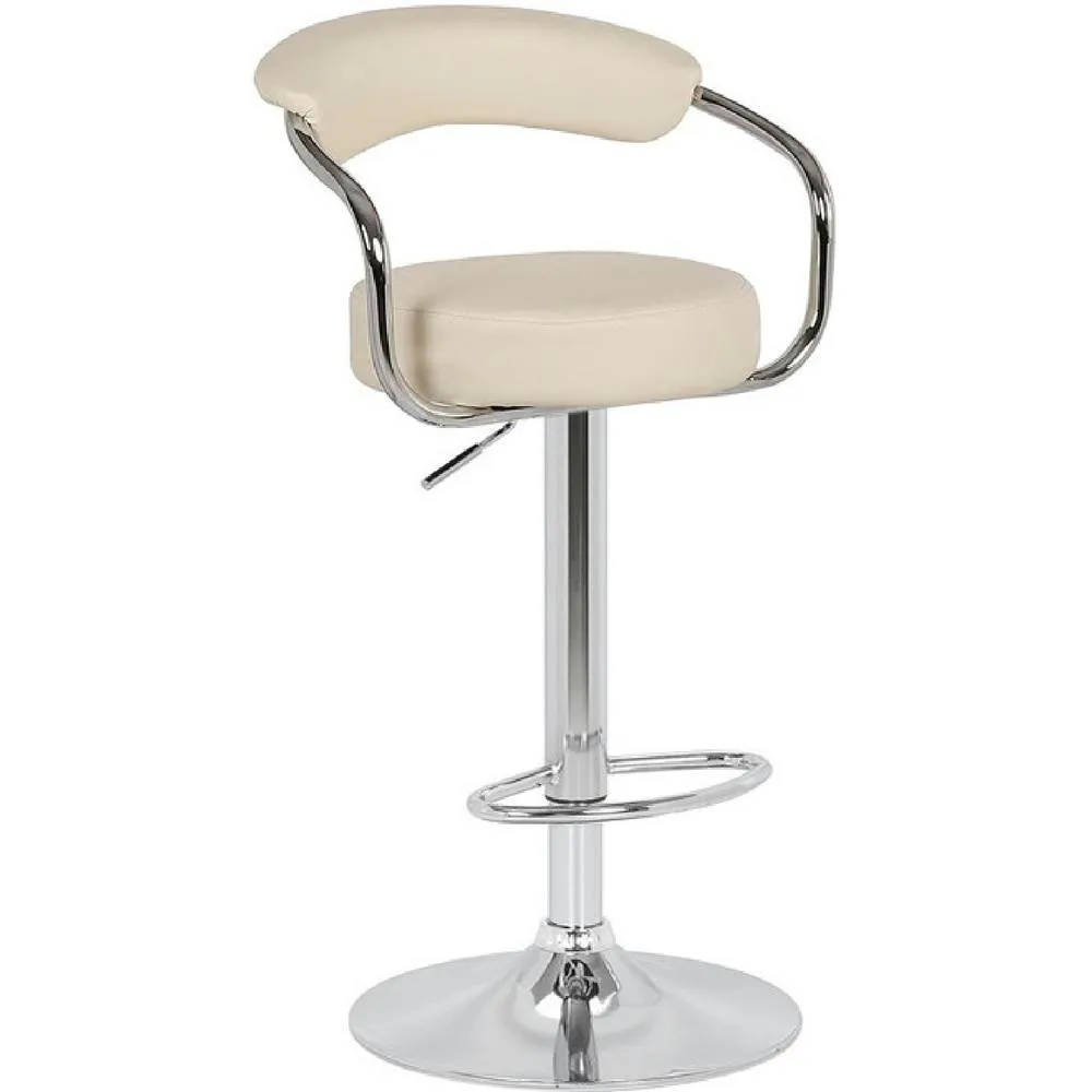netfurniture Berty Cream Bar Stool Cushioned Padded seat & Back Height Adjustable 2