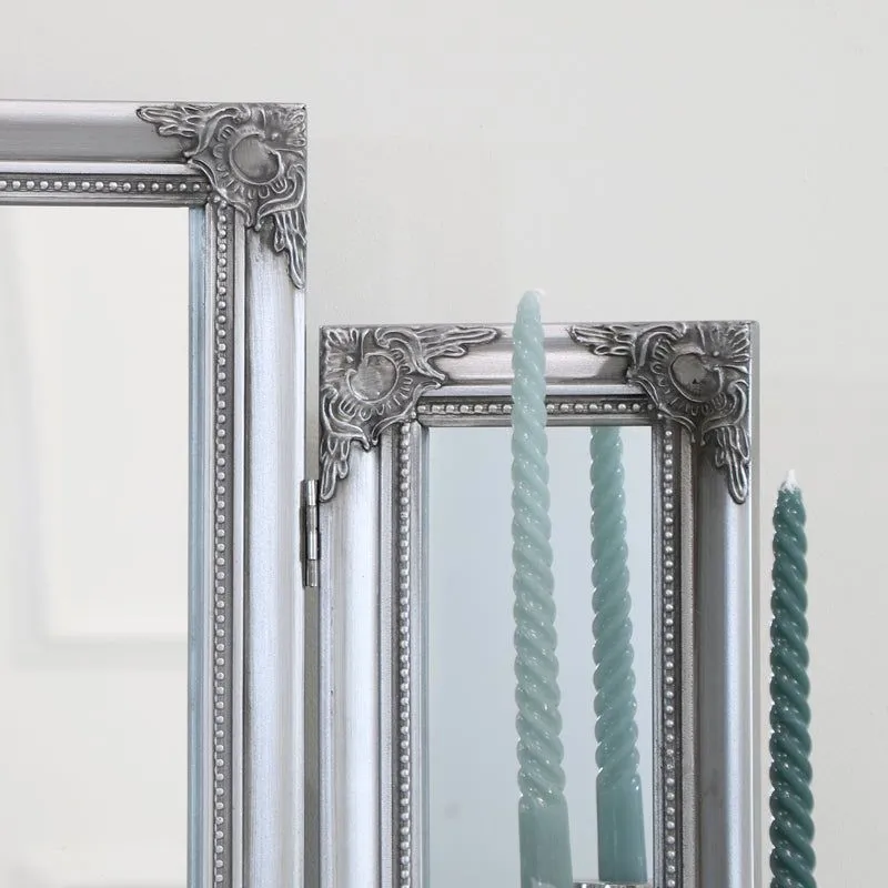 Melody Maison Ornate Vintage Silver Triple Dressing Table Mirror 55cm X 74cm 2