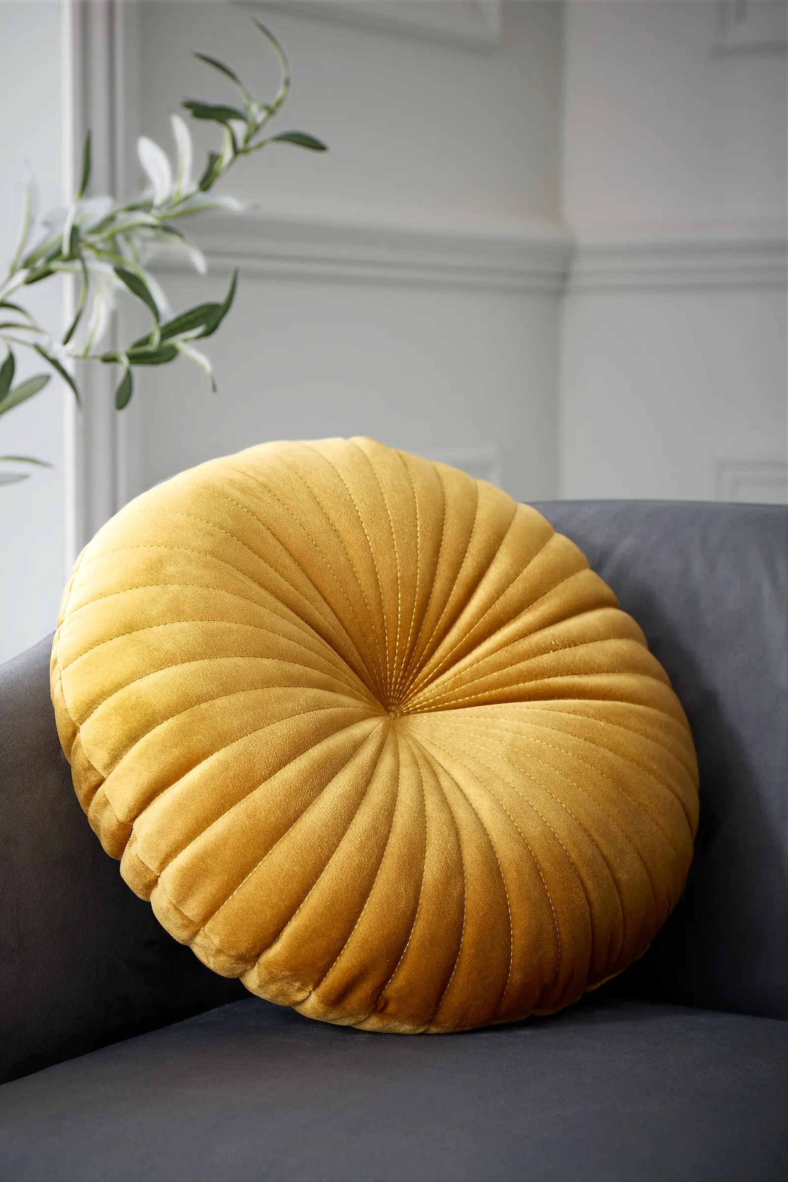 Catherine Lansfield 'Round' Cushion in Mustard