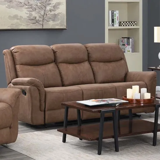 Proxima Fabric 3 Seater Sofa In Dark Taupe