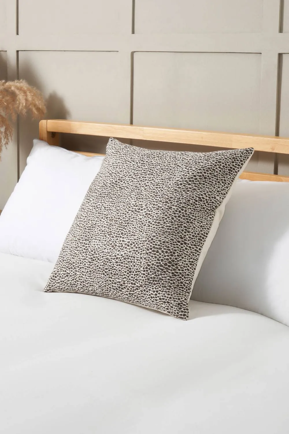 BHS Woven Leopard Print Grey Cushion