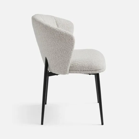 Kiley Dining Chair with Black Legs, Boucle 6