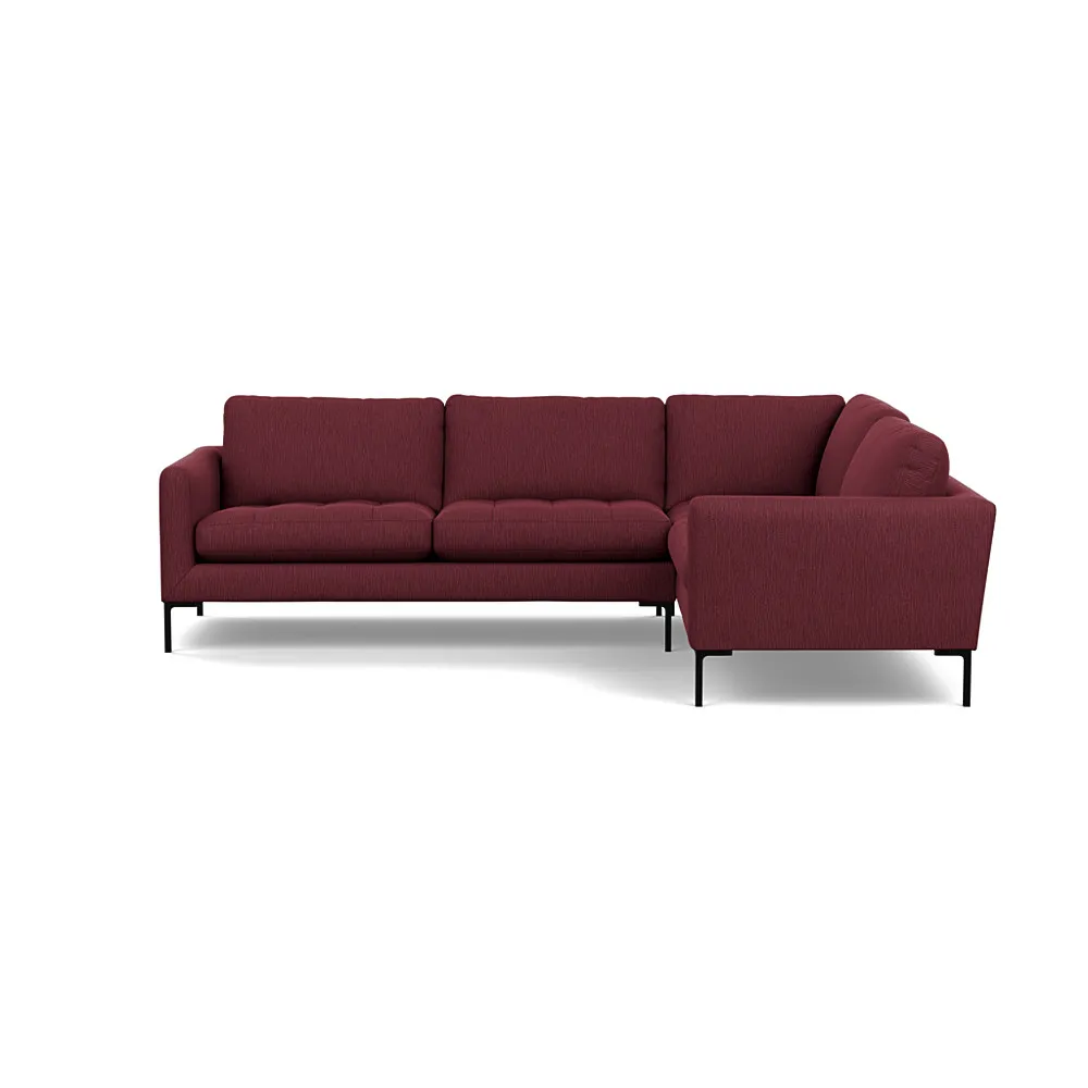 Heal's Eton Right Hand Facing Corner Sofa Smart Linen Mix Maroon Black Feet