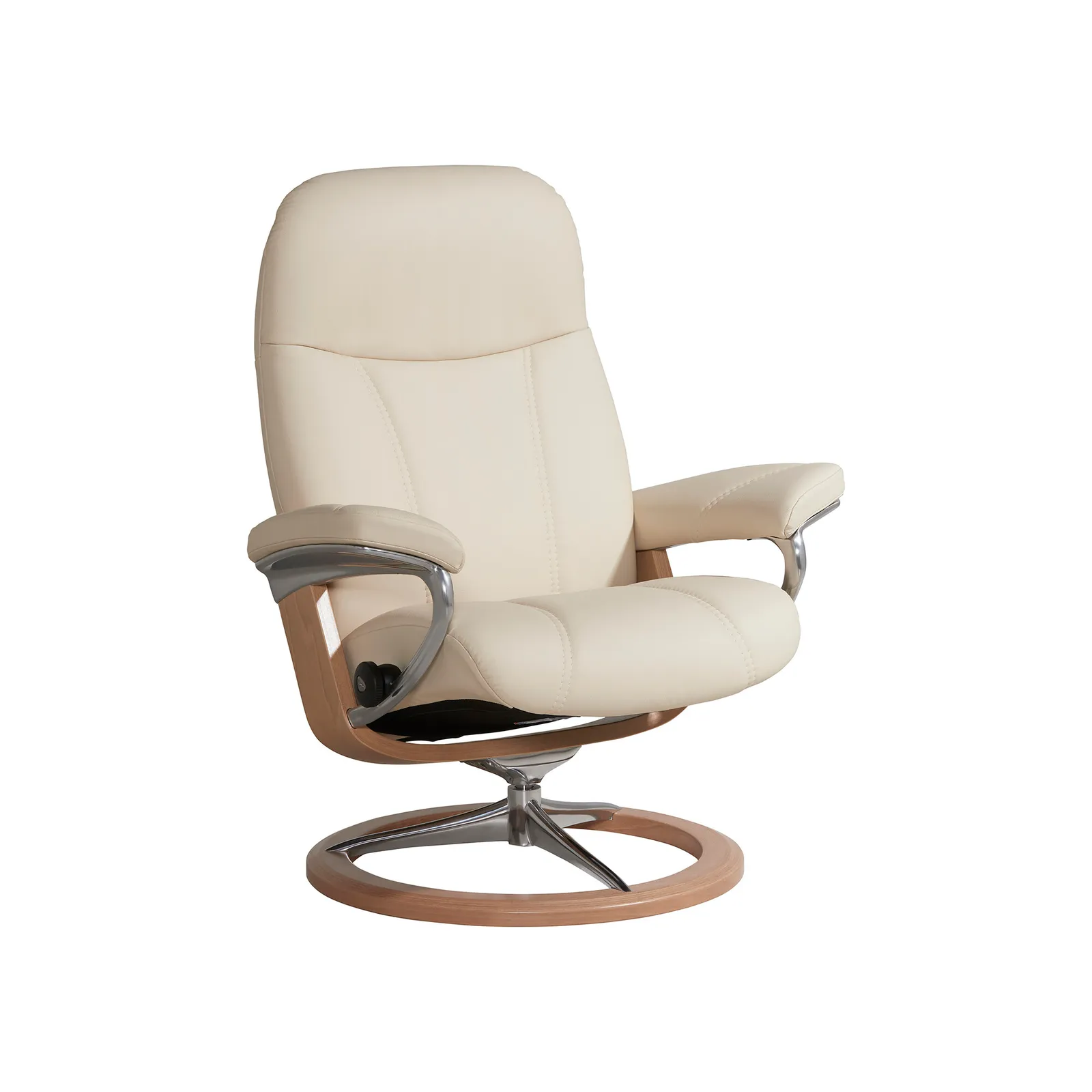 Stressless Consul Large Recliner Chair & Stool, Neutral Leather | Barker & Stonehouse 2
