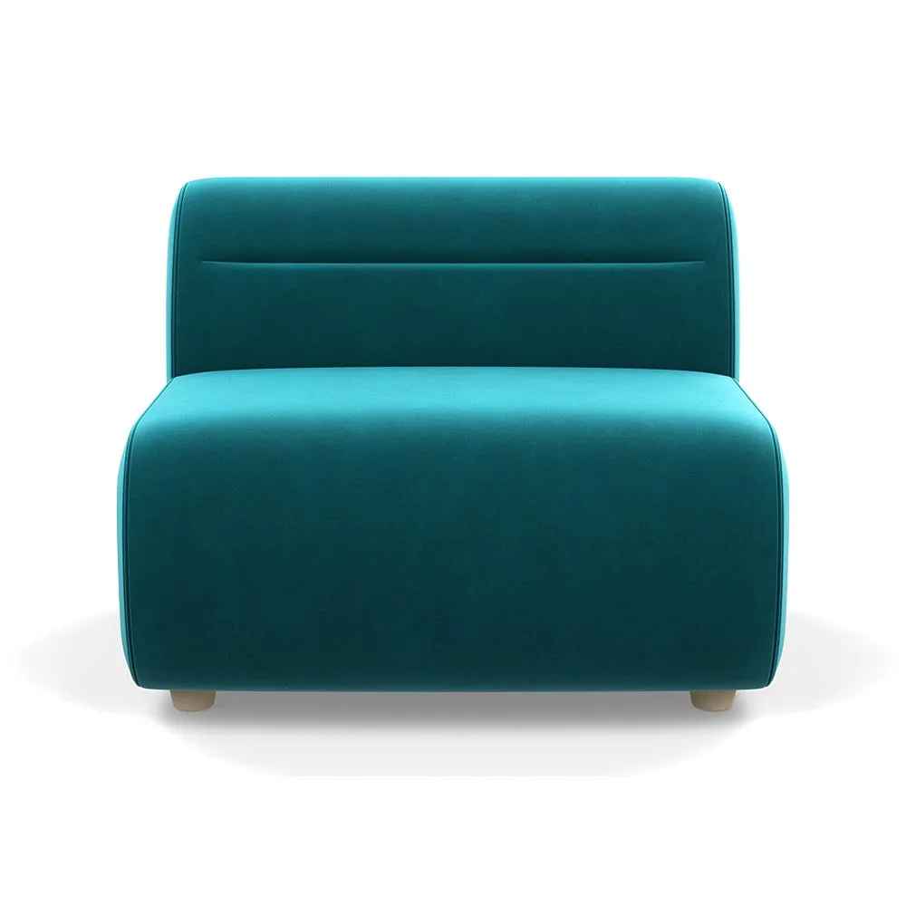 Heal's Lilli Large Single Module Smart Velvet Petrol Natural Beech Feet 1