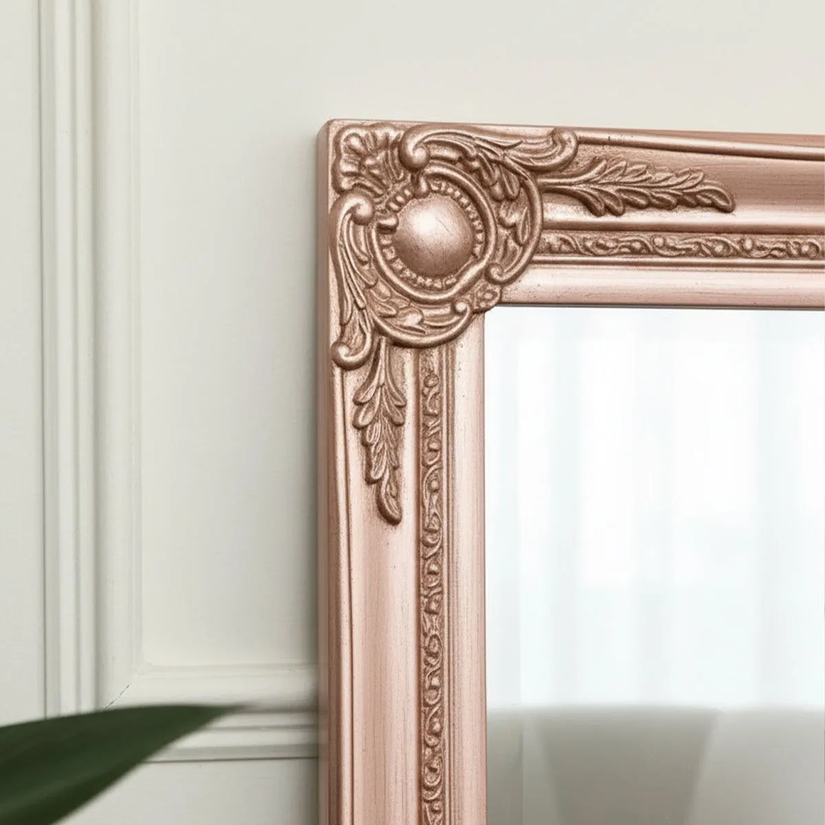 Melody Maison Tall Ornate Rose Gold Pink Mirror - 47cm X 142cm 2
