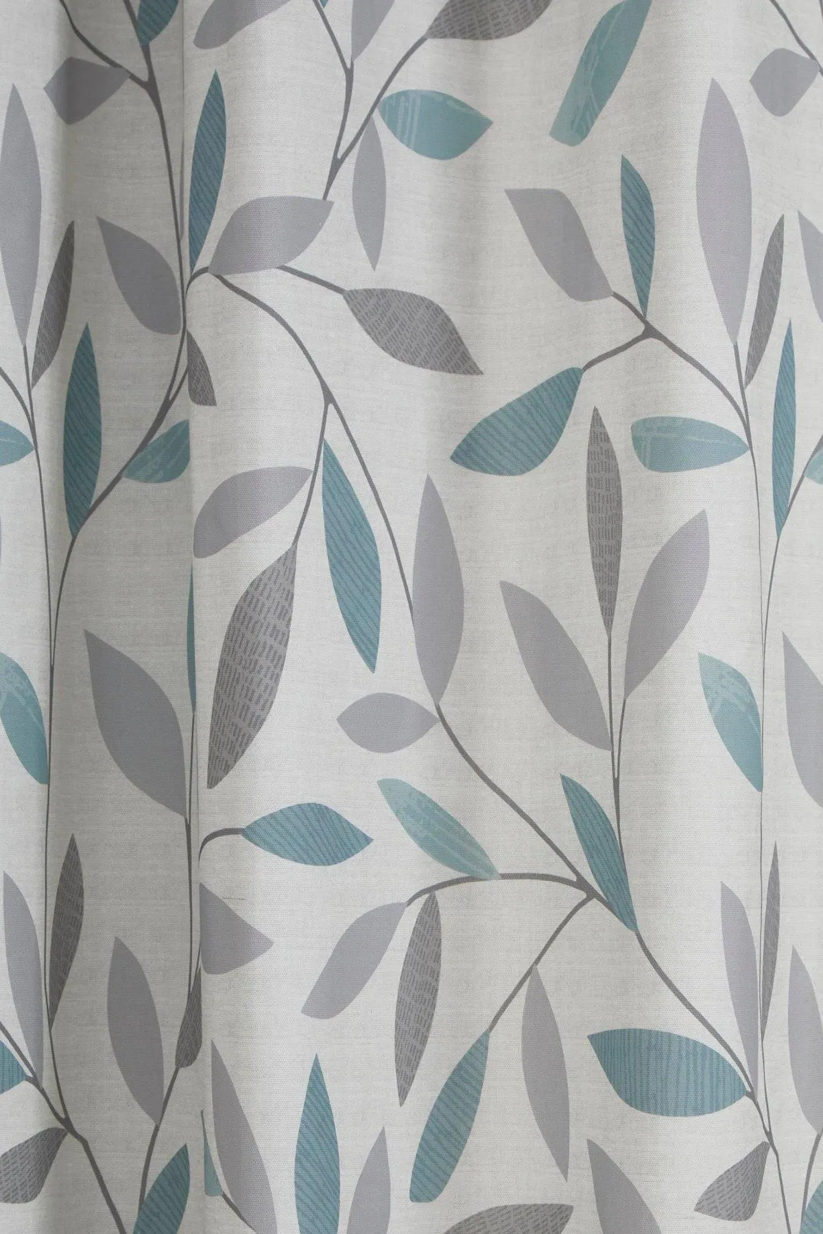 Fusion 'Beechwood' Leaf Trail Pair of 100% Cotton Eyelet Curtains in Duck Egg Blue 3