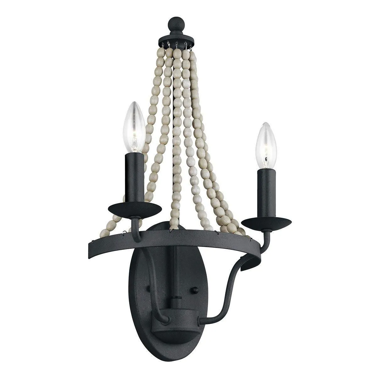 Netlighting Feiss Nori Candle Wall Lamp Dark Weathered Zinc with Driftwood Grey