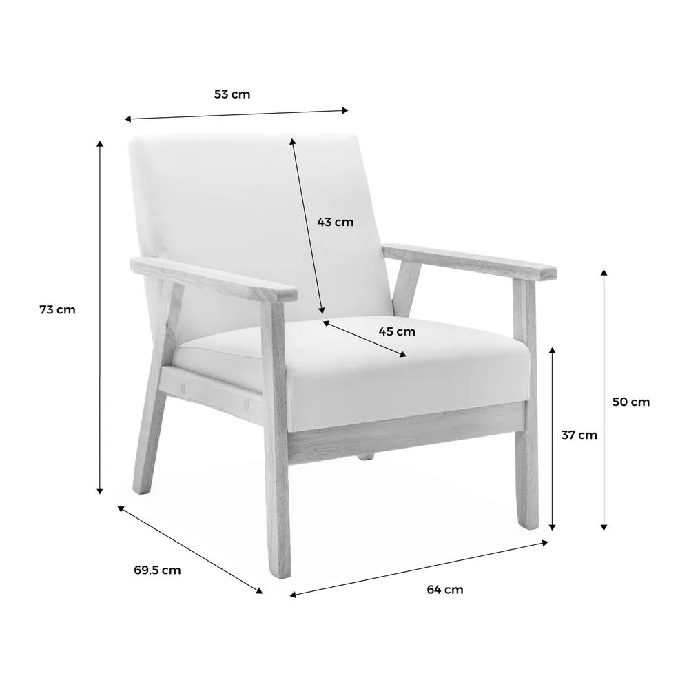 sweeek 3-seater Bench & Armchair In Wood & Fabric in Beige 6