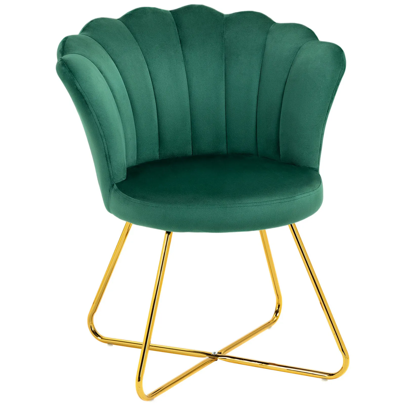 HOMCOM Accent Chair, Velvet Armchair with Lotus Backrest, Steel Legs, Green 2