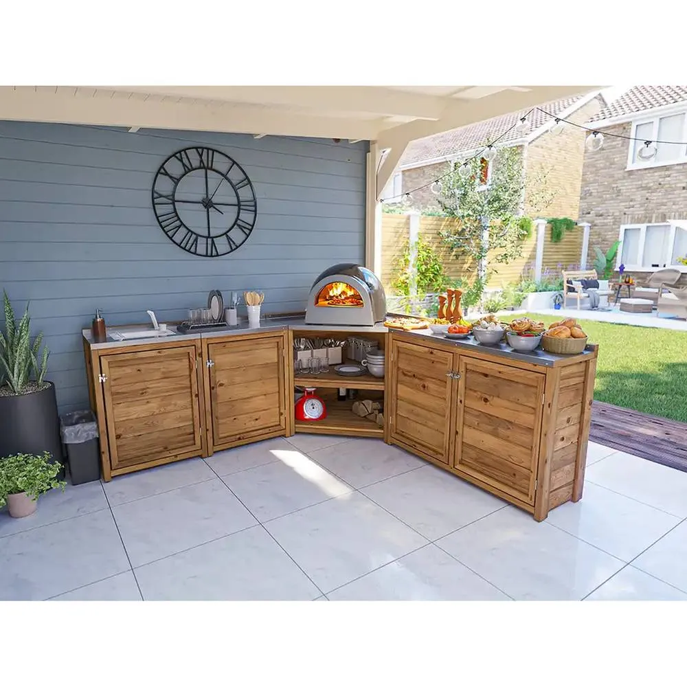 Dunster House Garden Kitchen with Left Side Sink W2m x D2m / W7' x D7' in Brown 4