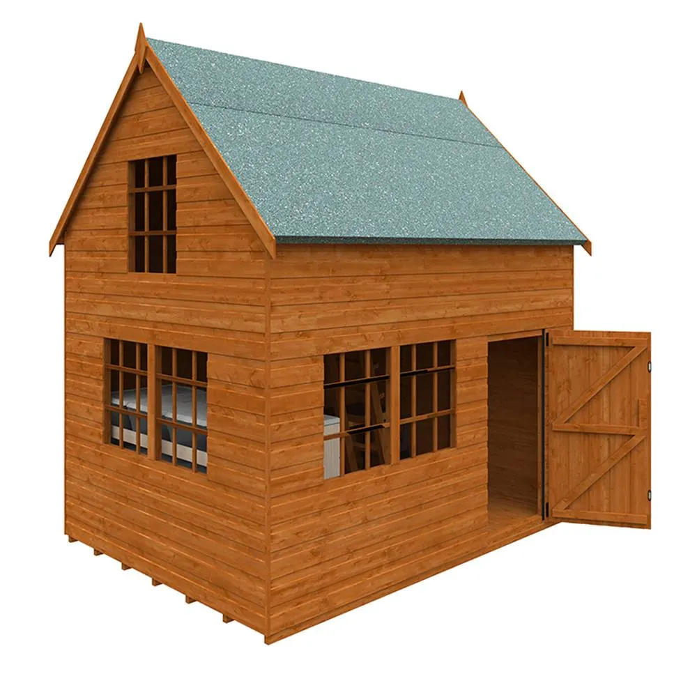 Buttercup Farm 8 x 6 Feet Country Cottage 12mm Shed - Solid Wood/Softwood/Pine in Burnt Orange