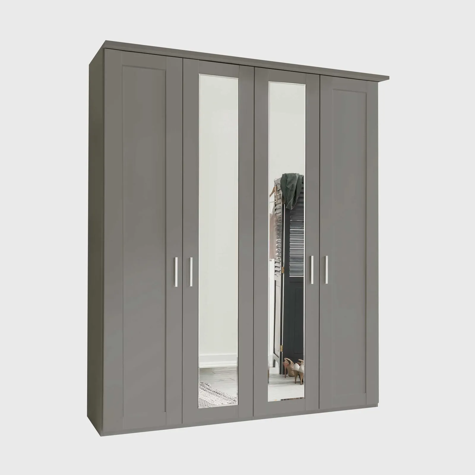 Truro 4 Door Hinged Wardrobe 200Cm X 220Cm, Grey | Barker & Stonehouse 4