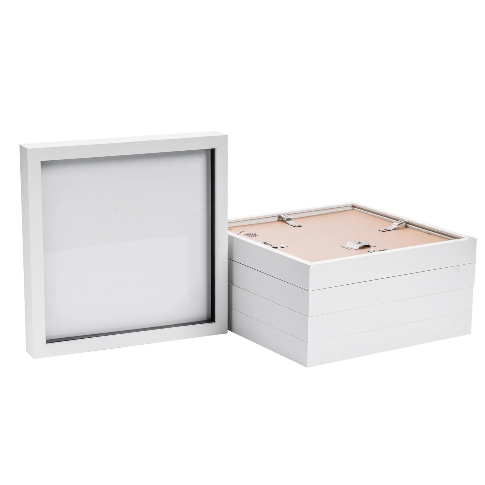 Nicola Spring 3D Box Photo Frames - 10 x 10" - Pack of 5 in White 1