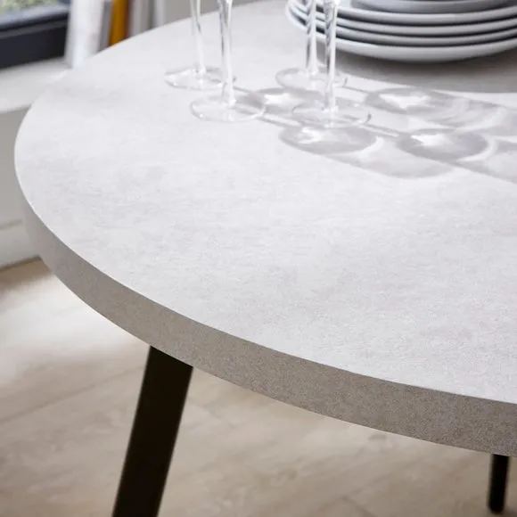 Zuri 4 Seater Round Dining Table, Concrete Effect 3