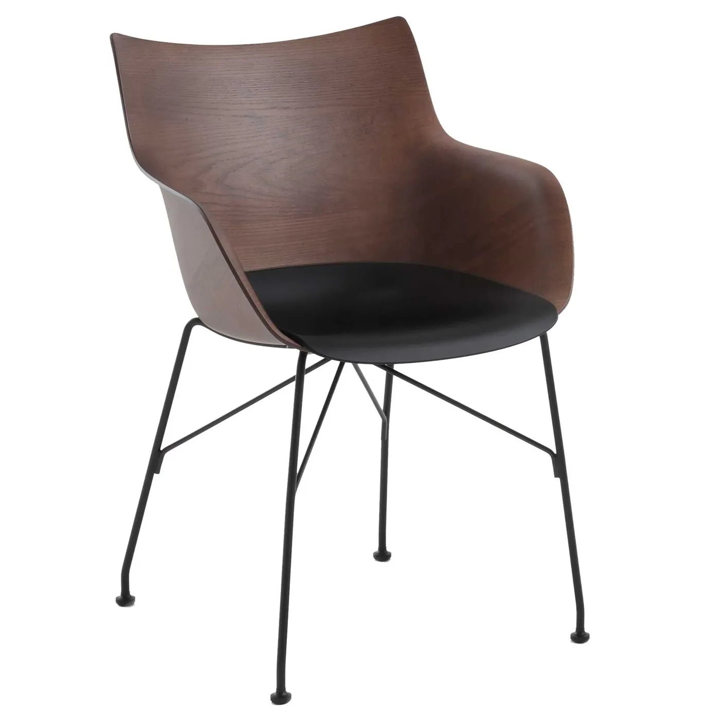 Kartell Smartwood Dining Chair with Arms - Brown - Wood - Plain - W55 x D57 x H84cm - Barker & Stonehouse
