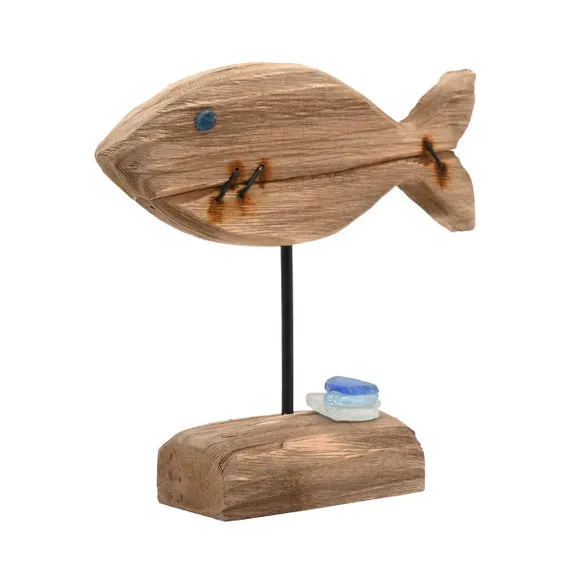 Love Life By The Sea Driftwood & Sea Glass Fish Ornament 3