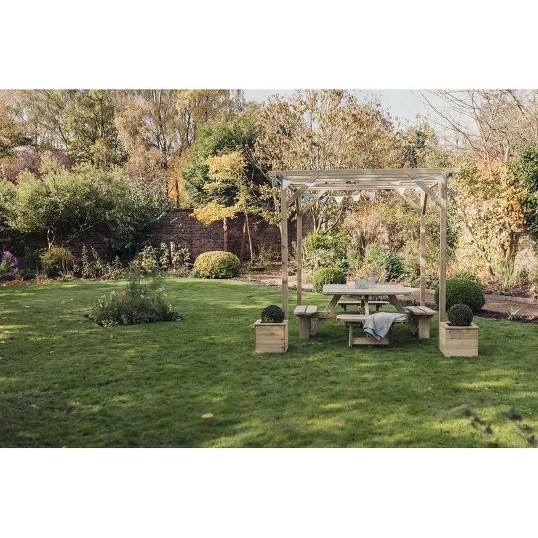 Churnet Valley Garden Furniture Ltd Square Table Sits 8, Wooden Furniture - Minimal Assembly Required in Brown 5