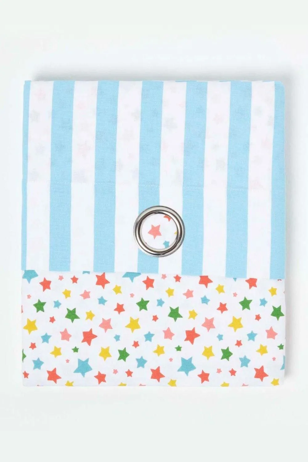 Homescapes Cotton Multi Stars Ready Made Eyelet Curtain Pair in Blue 3