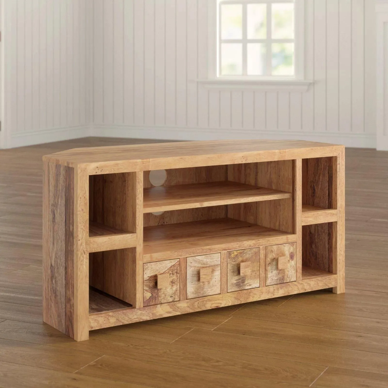 IH Design Duvid Light Mango Corner TV Unit in Brown 6