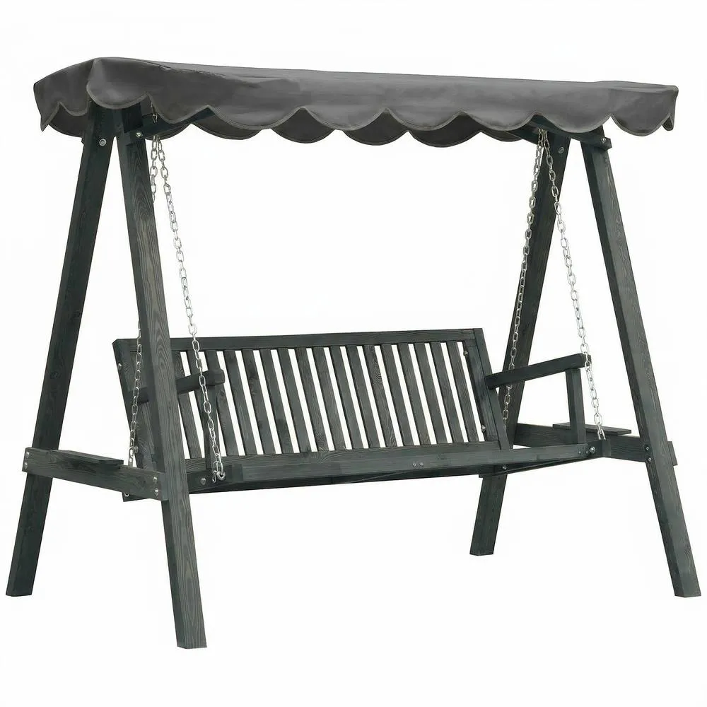 OUTSUNNY 3 Seater Garden Swing Seat with Canopy, Grey 2