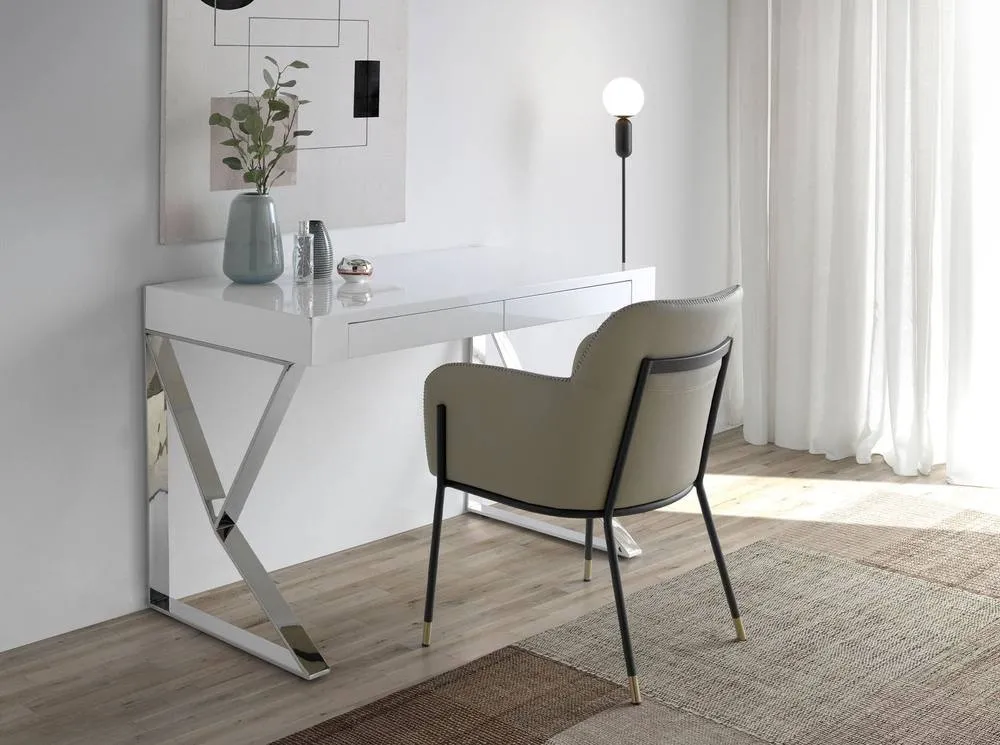 Angel Cerda White MDF Desk with Chromed Steel Legs & 2 3