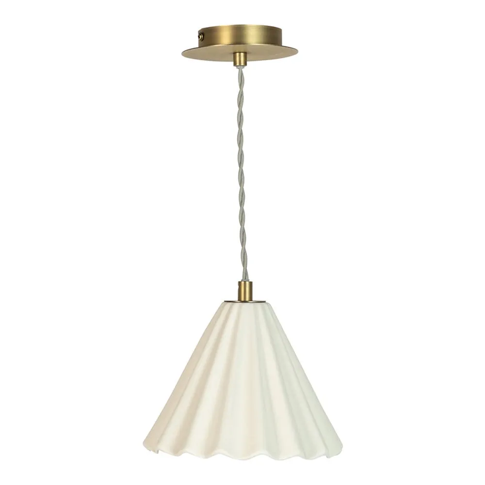 Heal's Monroe Porcelain Pendant Light Small White & Brushed Gold 2