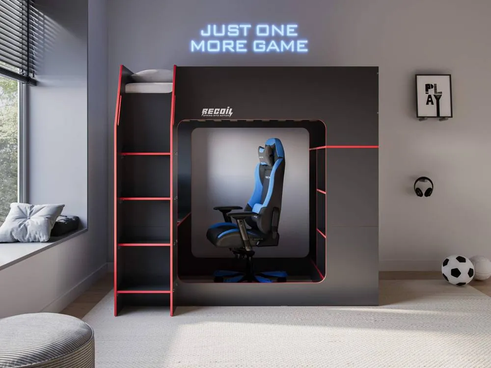 Flair Meridian Gaming High Sleeper with Storage Black & Red 2
