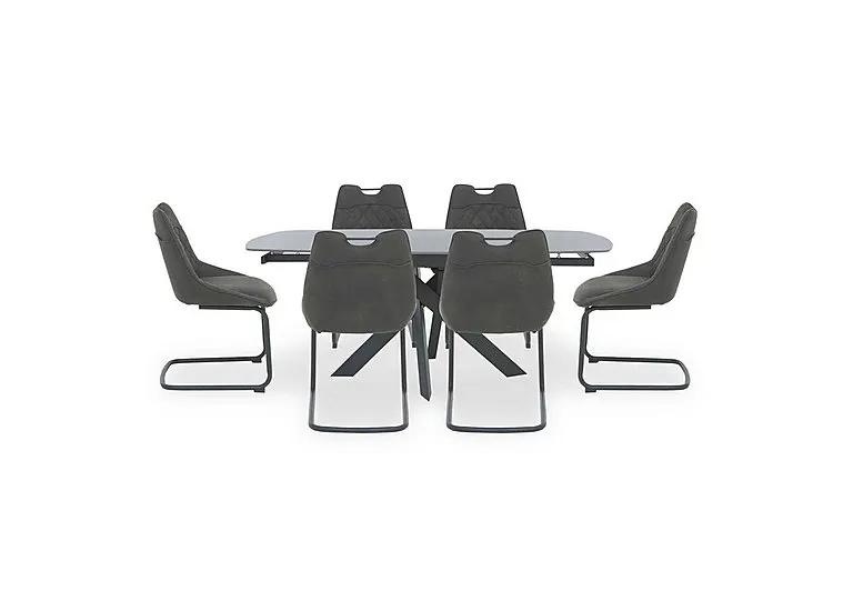 Warrior Grey Swivel Extending Dining Table with 6 Cantilever Chairs - Grey