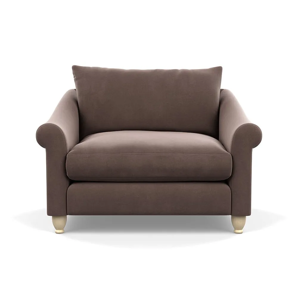 Heal's Devon Loveseat Smart Velvet Mouse Natural Feet 1