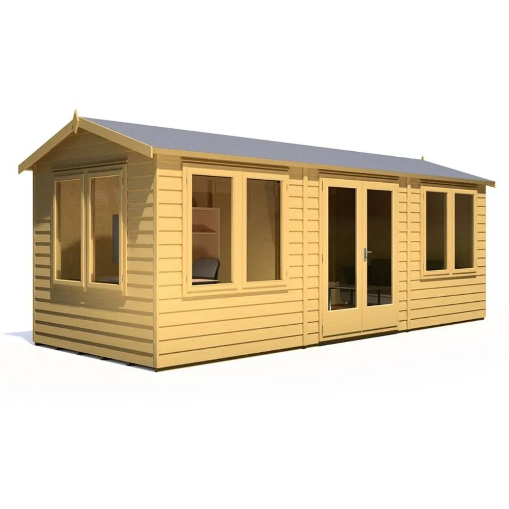 Shires Melrose 20x8 ft Double Door Garden Office - L260.4xW624.6xH250.5 cm in Light Brown 3