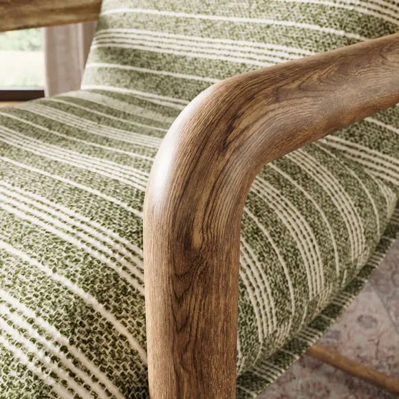 Malia Boucle Stripe Chunky Wooden Occasional Armchair 4