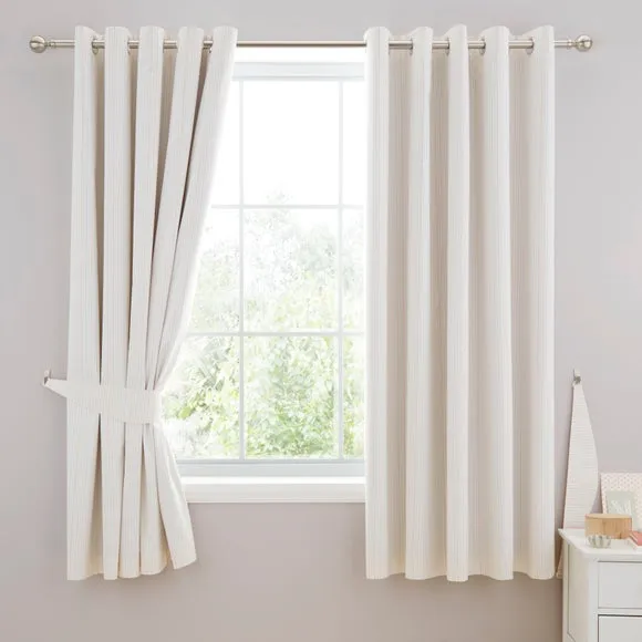 Stripe Cotton Blackout Eyelet Curtains 2