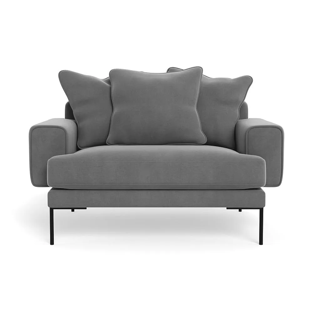 Heal's Torrington Loveseat Smart Velvet Mercury Black Feet 1