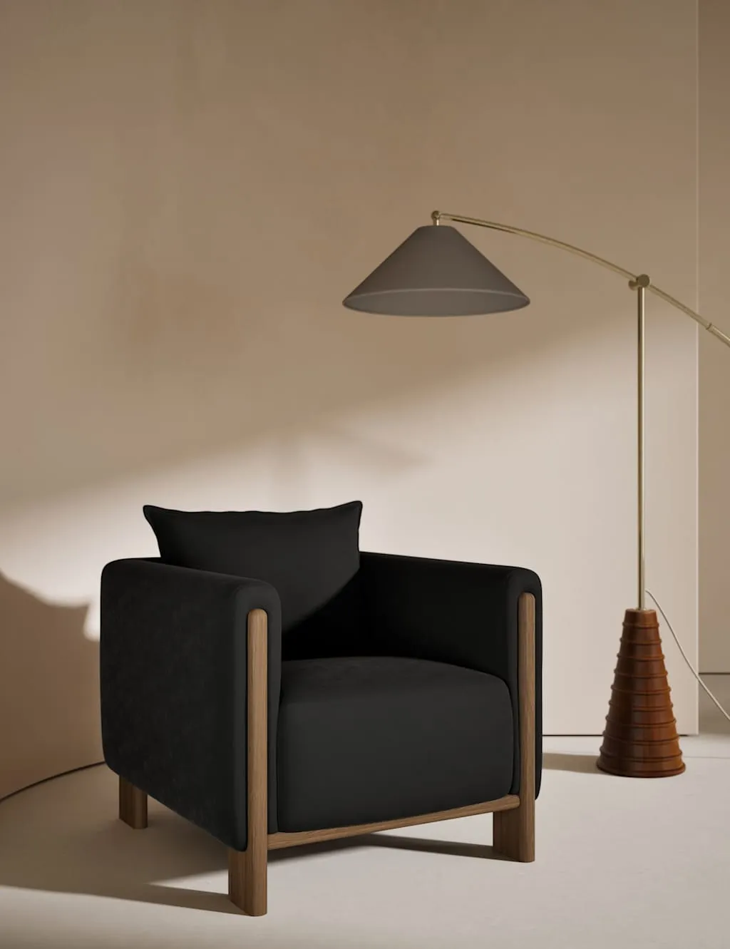 Gallery Direct Block Velvet Accent Chair Charcoal