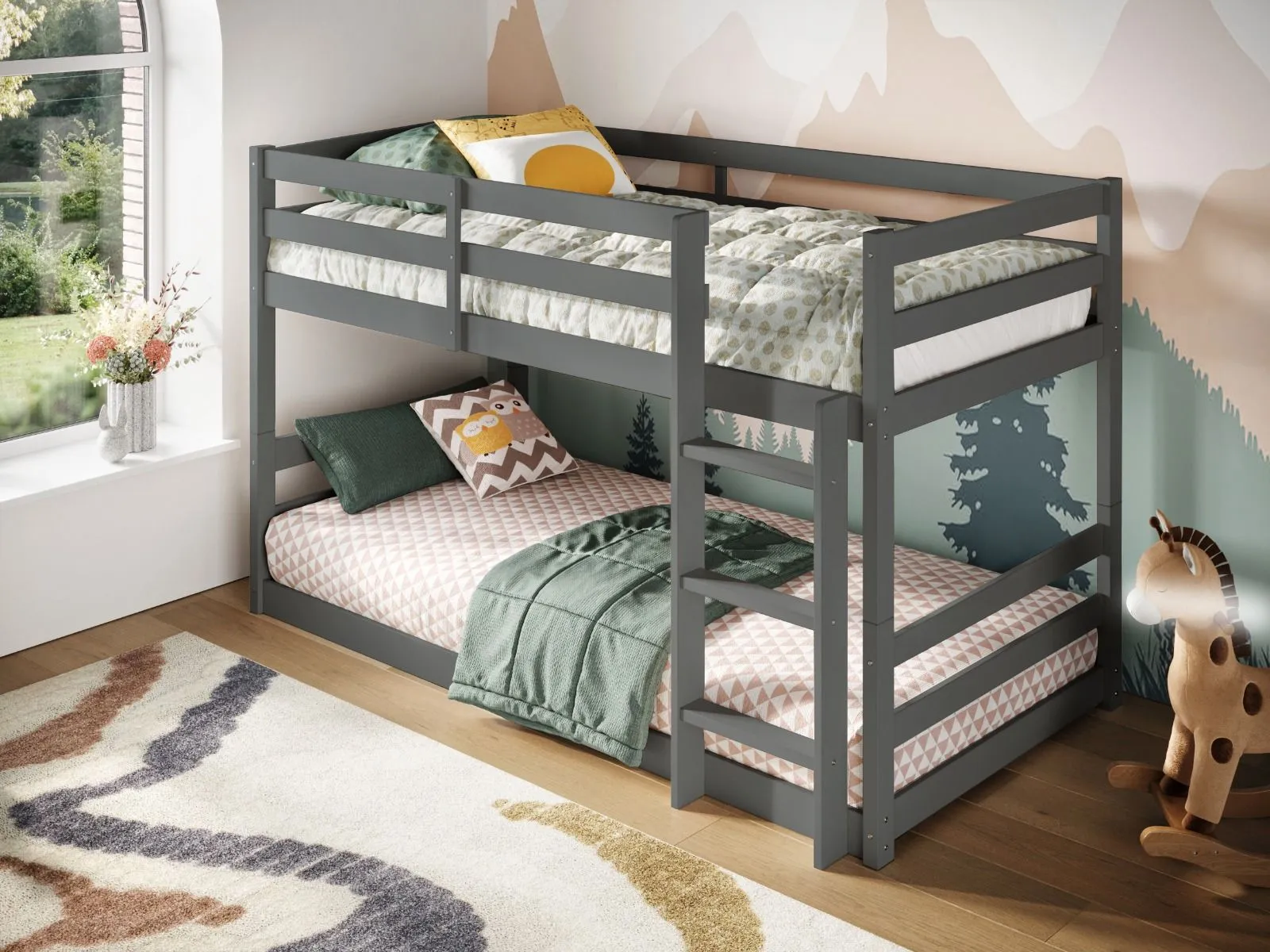 Flair Shasha Low Bunk Bed in Grey 3