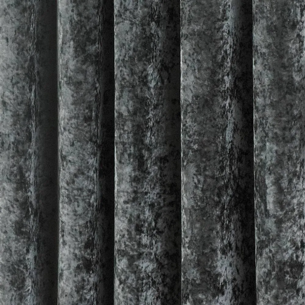 Paoletti Verona Crushed Velvet Eyelet Curtains in Metallic Silver 4