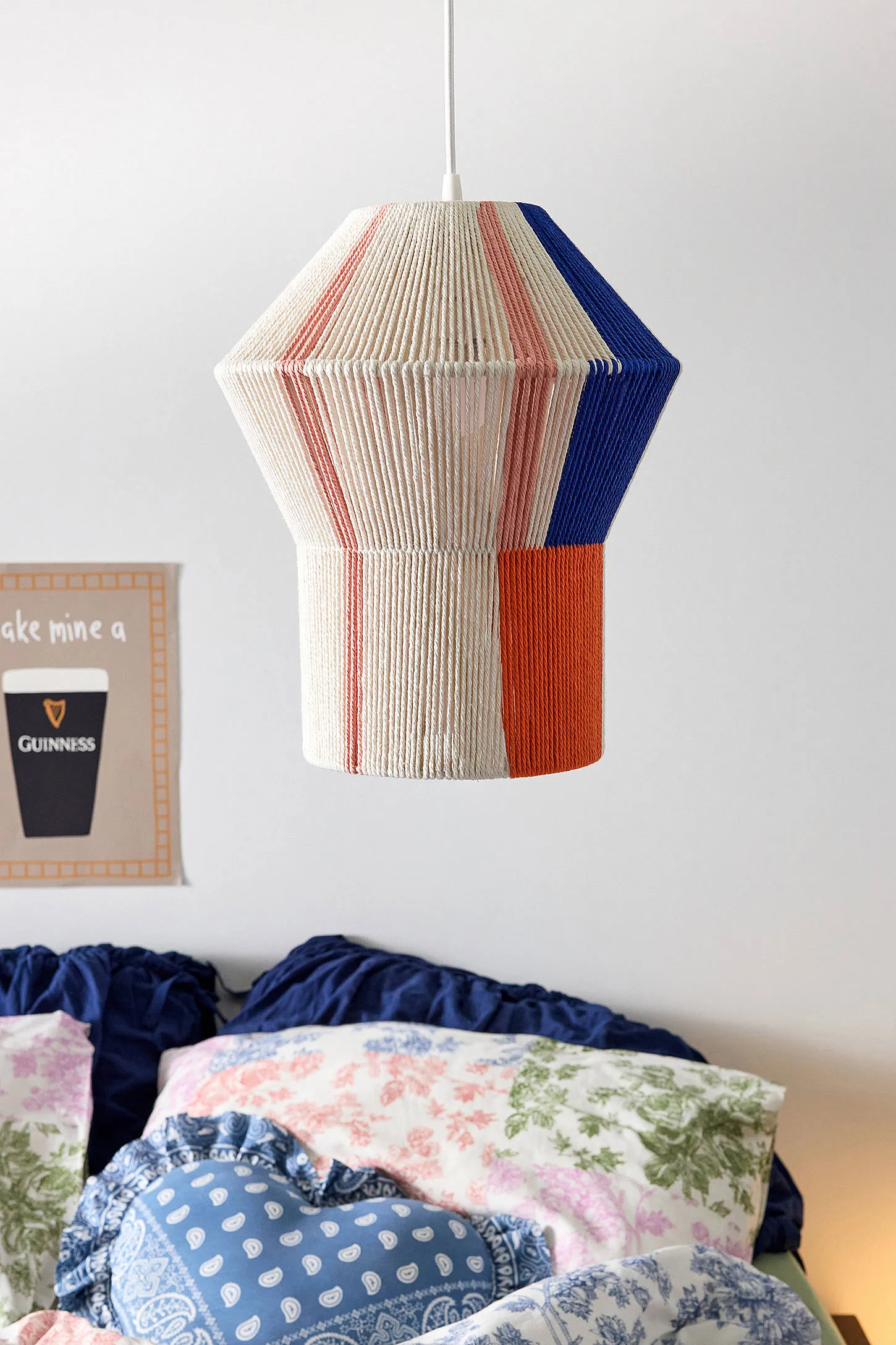 Colour-Block String Lamp Shade - White