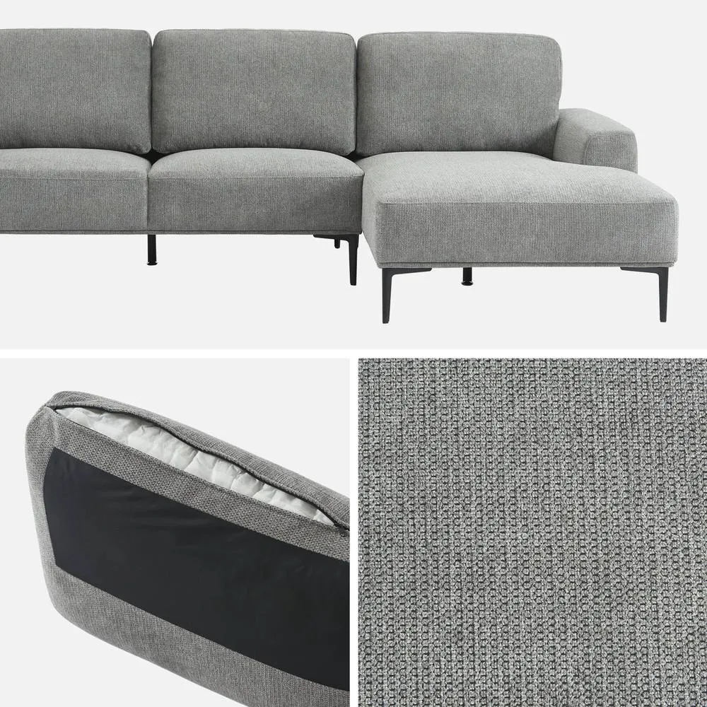 sweeek 3-seater Corner Sofa In Fabric & Metal Right-hand Corner in Dark Grey 4