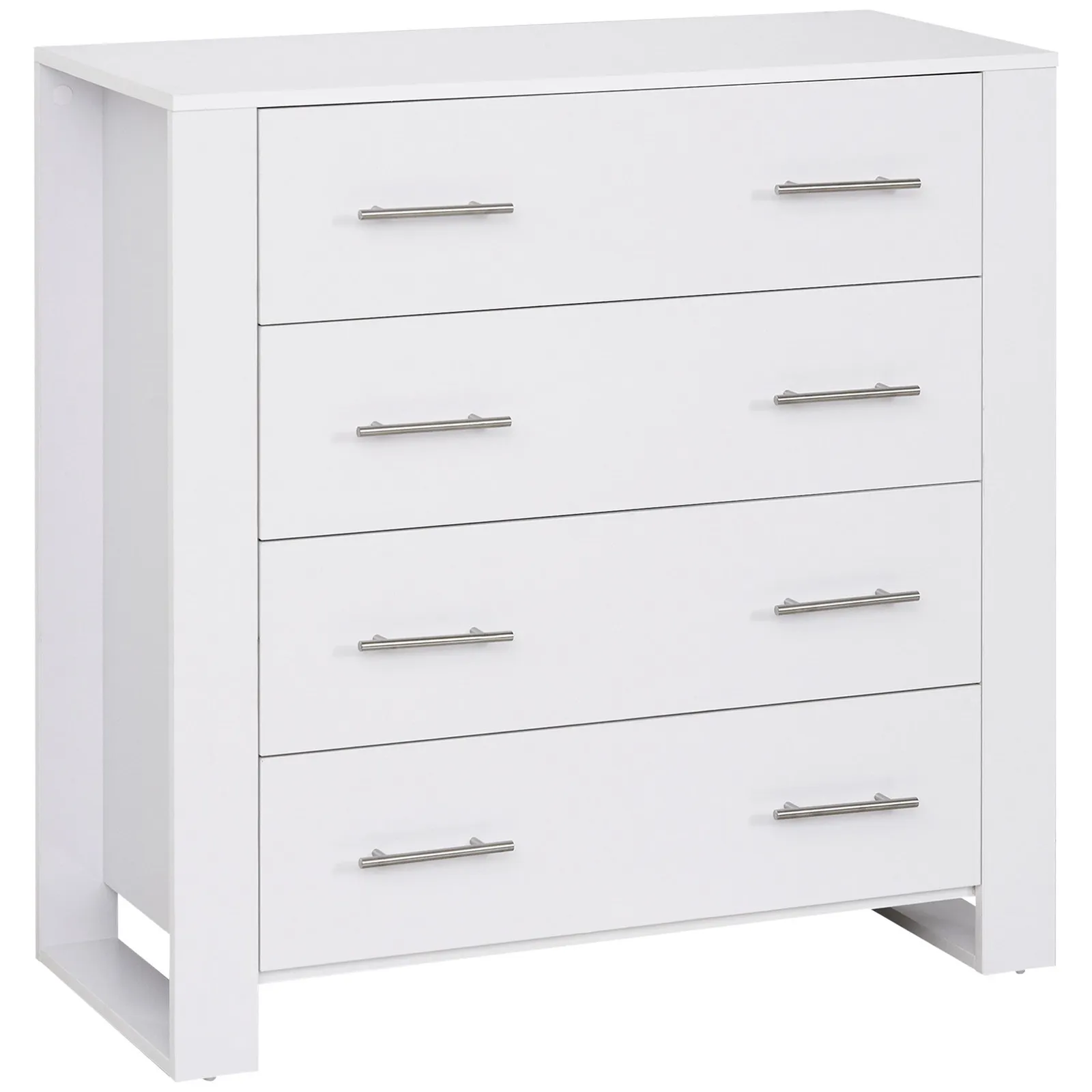 HOMCOM Chest Of 4 Drawers Home Storage Clothes Cabinet Metal Handles Base in White 2