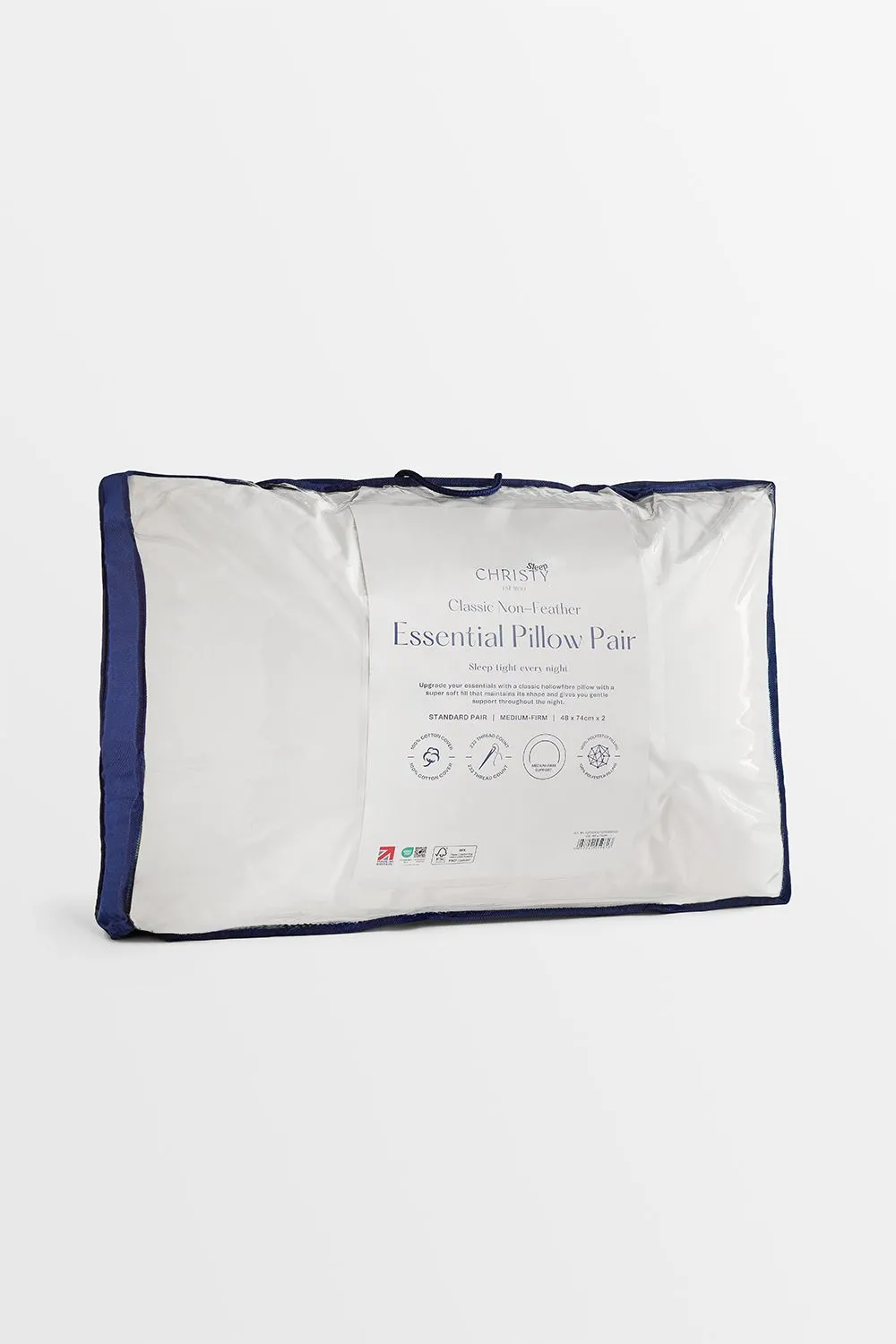 CHRISTY Classic Filled Hollowfibre Medium Firm Pillow Pair in White 3