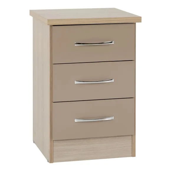 Return - Nevada 3 Drawer Bedside Table, Oyster 2