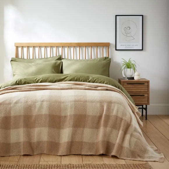 Cabin Check Faux Mohair Throw Blanket 235cm x 235cm 5