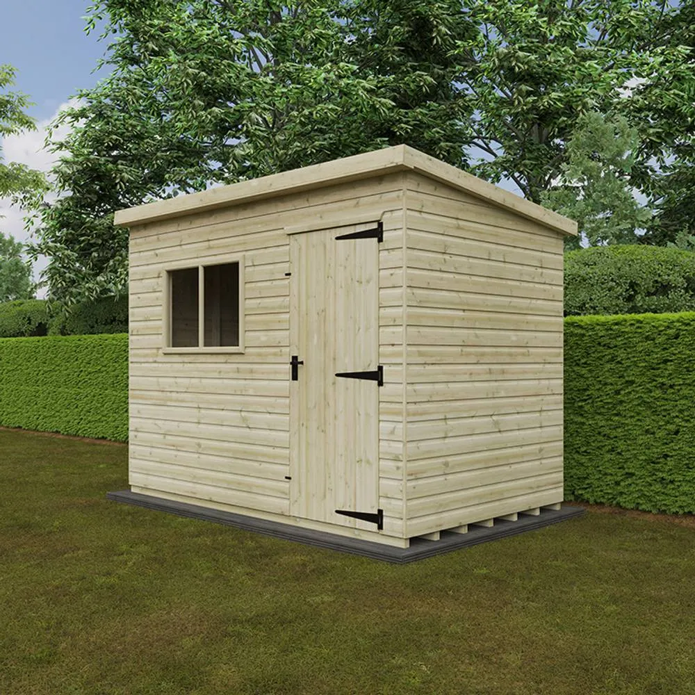 Buttercup Farm 10 x 6 Feet Tanalised Deluxe Pent 16mm Shed - Solid Wood/Softwood/Pine in Green 4