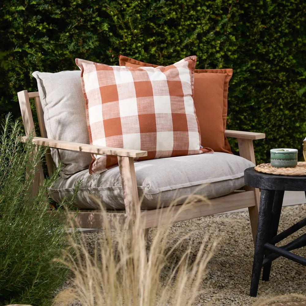 Yard Chesil Check 100% Cotton Outdoor Cushion in Brown 5
