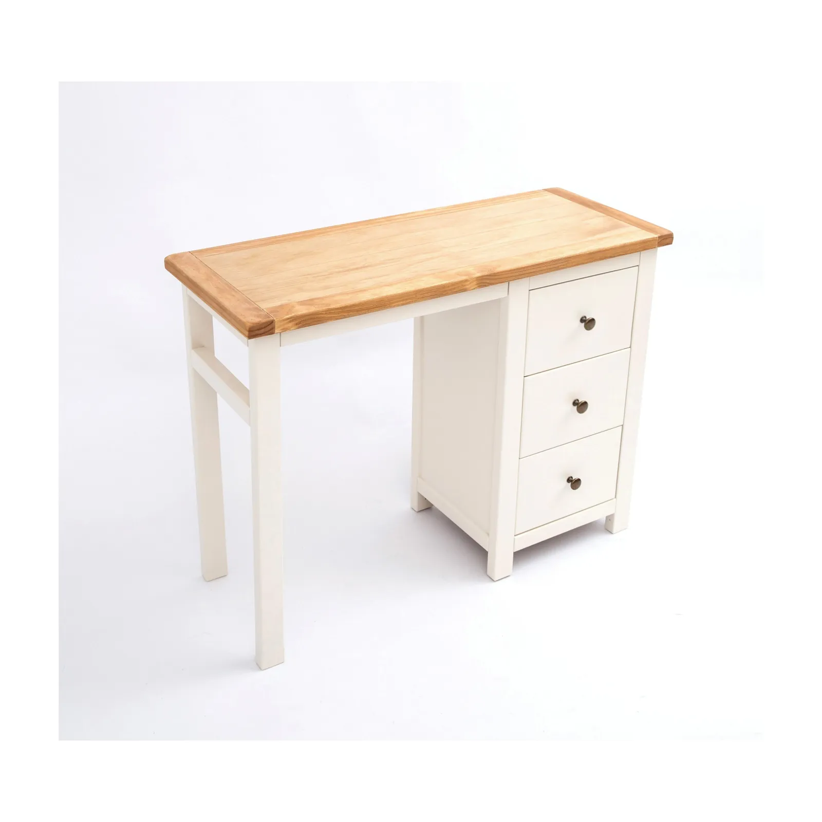 Cabinet Bits Maggiori 3 Drawer Desk - Dressing Table Brass Knob in Off-White 3
