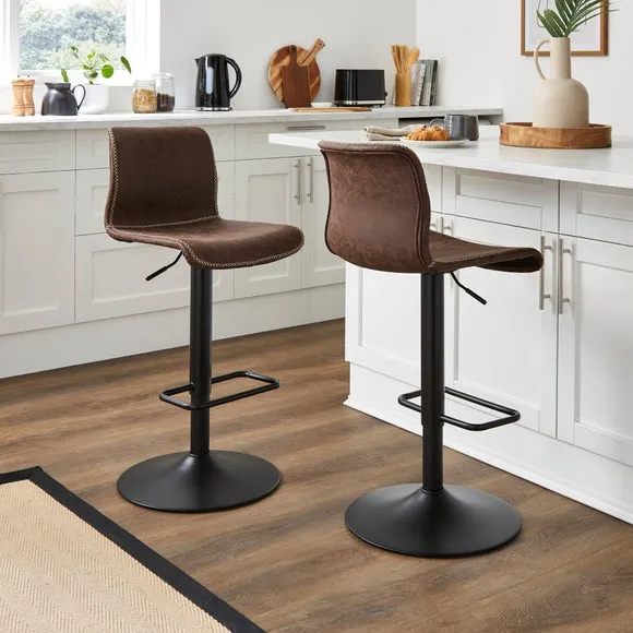 Venice Adjustable Height Swivel Bar Stool, Faux Leather 2