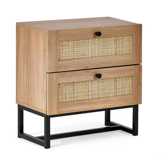Hollis 2 Drawer Bedside Table, Oak 2